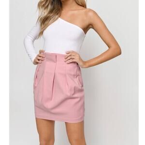 Tobi High Society Blush Pink Pleated Mini Skirt High Waisted Structured M